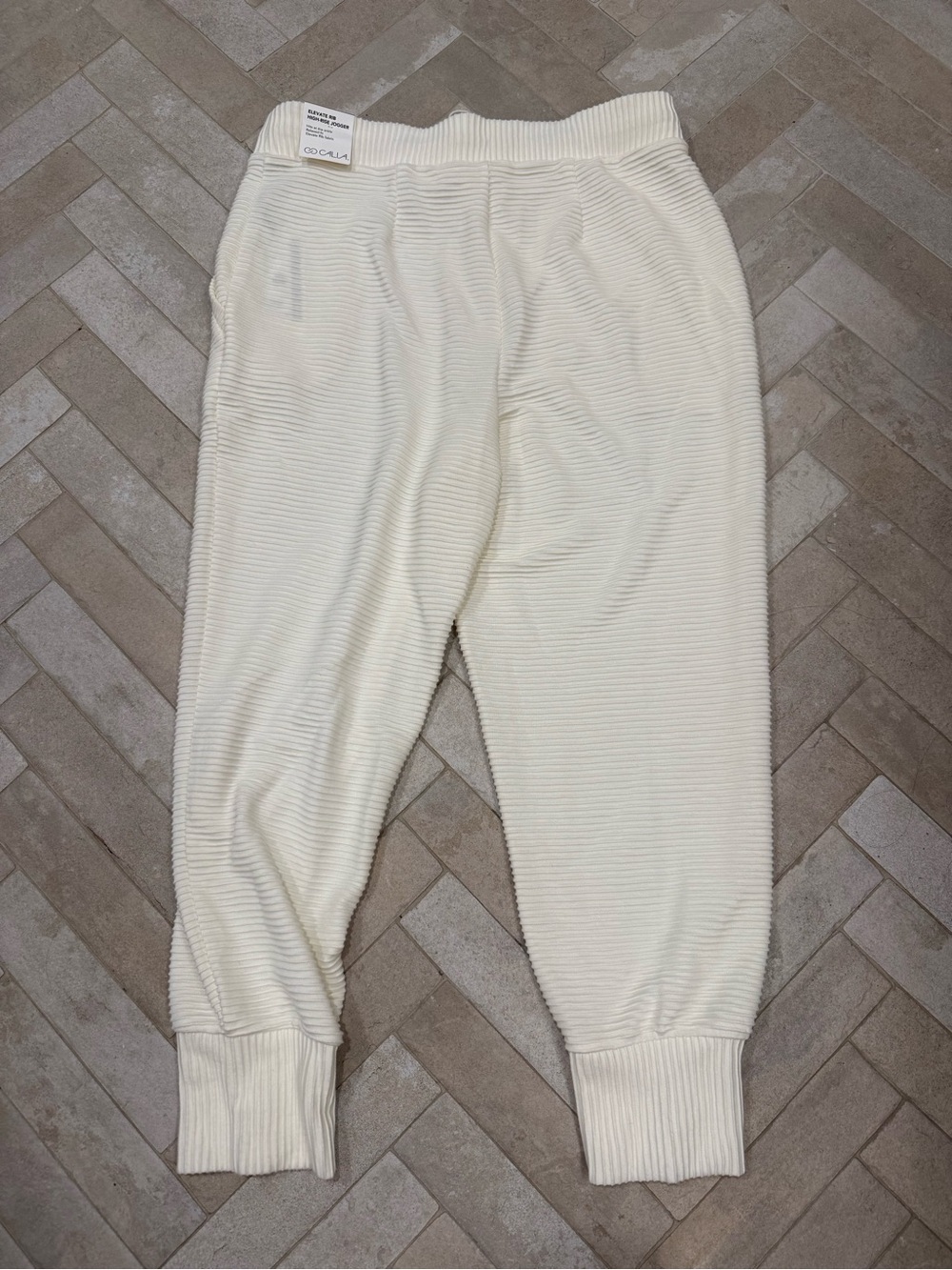 Calia Elevate Rib High-Rise Joggers - Cream NWT